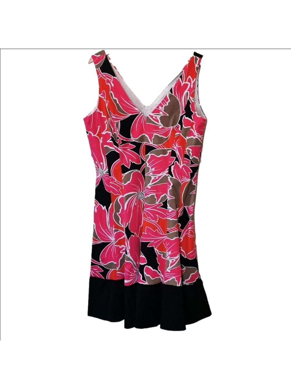 Joneswear Dress pink/black flower patterned dress. Size 16. EUC